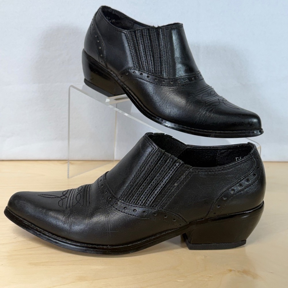 Dingo‎ Black Leather Western Ankle Boots Pointed Toe Size 6.5M